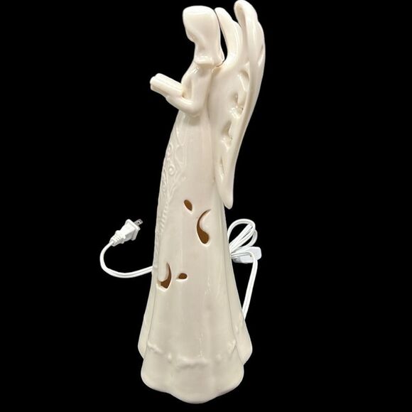 Angel Lamp Napco Figure Reading Ivory Ceramic Cut Out Light Up Religious Plug In - Picture 5 of 9